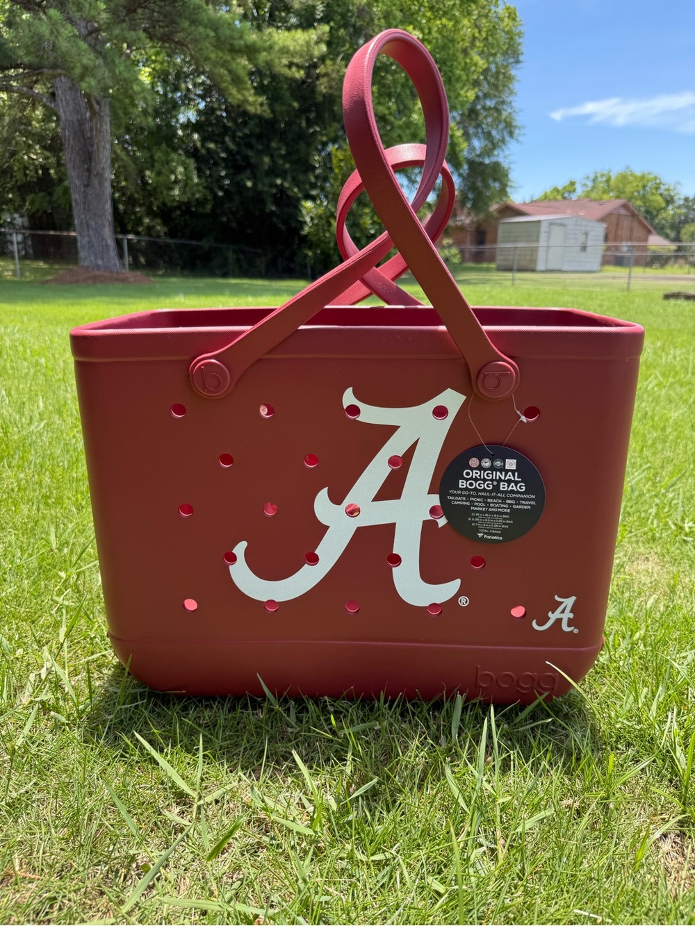 BOGG BAG Crimson Alabama 'A' Tote with White Logo